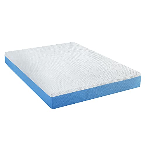 PrimaSleep 9 Inch Gel Infused Superior high-Density Memory Foam Mattress, CertiPUR-US® Certified, Blue, Queen