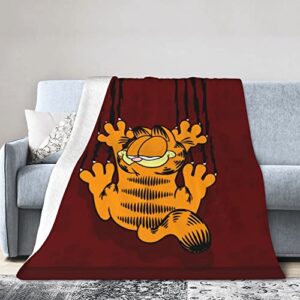 garfield blanket super soft flannel fleece throw blankets luxury warm plush bedding for sofa living room bedroom (red, 50"x40")