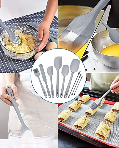 9 Pcs Silicone Spatula Set, LITINEE Silicone Cooking Utensils Set, 600°F Heat Resistant Non Stick Rubber Spatula, BPA Free Food Grade Silicone Kitchen Utensils for Baking Cooking Mixing Scraping