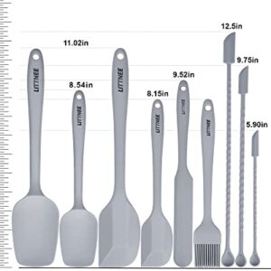 9 Pcs Silicone Spatula Set, LITINEE Silicone Cooking Utensils Set, 600°F Heat Resistant Non Stick Rubber Spatula, BPA Free Food Grade Silicone Kitchen Utensils for Baking Cooking Mixing Scraping