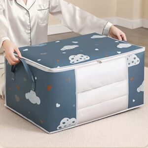 large storage bags, large capacity clothes storage bag bins with durable handles, foldable closet organizer storage containers for clothing, blanket, comforters, bed sheets, pillows (large)