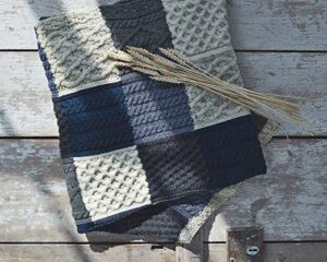 irish blanket 100% merino wool patchwork aran knit throw 60"x40" made in ireland