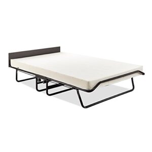 jay-be visitor contract cot folding bed with performance e-fibre mattress and automatic folding legs, compact, oversize, black/white