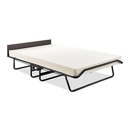 Jay-Be Visitor Contract Cot Folding Bed with Performance e-Fibre Mattress and Automatic Folding Legs, Compact, Oversize, Black/White