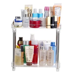 Kavolet 2 Tiers Bathroom Organizer Countertop, Clear Cosmetic Display Case Storage Shelf, Perfume Skincare Organizers and Storage, for Counter Dresser Vanity