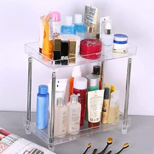 Kavolet 2 Tiers Bathroom Organizer Countertop, Clear Cosmetic Display Case Storage Shelf, Perfume Skincare Organizers and Storage, for Counter Dresser Vanity