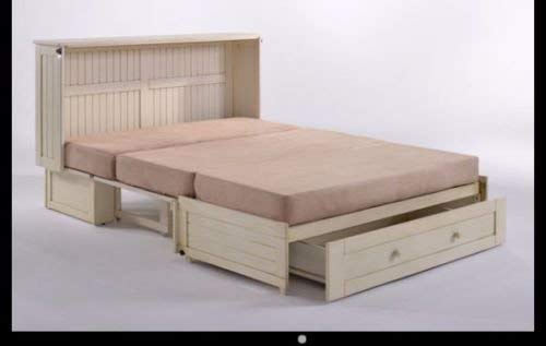 Night & Day Furniture Daisy Murphy Cabinet Memory Gel Foam Tri Fold Mattress, Queen, Butter Cream