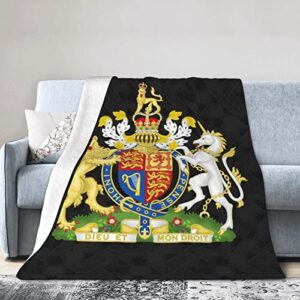 royal coat of arms of the united kingdom flannel fleece throw blanket ,softest super fluffy bed plush blanket throw, sofa luxury cozy couch blanket 80"x60"