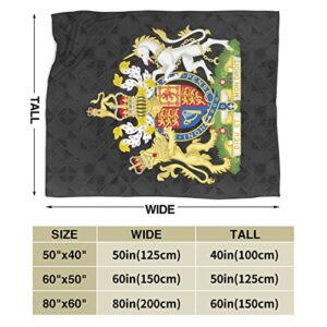 Royal Coat of Arms of The United Kingdom Flannel Fleece Throw Blanket ,Softest Super Fluffy Bed Plush Blanket Throw, Sofa Luxury Cozy Couch Blanket 80"x60"