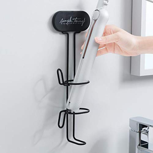 yotijay Farmhouse Metal Wire Bathroom Wall Mount Curling Iron Holder Hair Styling Tool Organizer Storage Basket Iron, Curling, Black