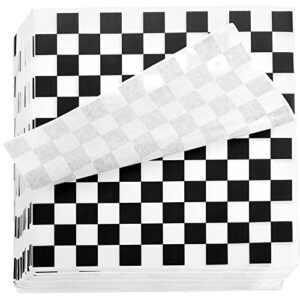 fasmov 1000 sheets 12 x 12 inches sandwich paper deli basket liner wrap food basket liners wrapping checkered sheets, black & white