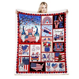 CYREKUD 4th of July Blanket Throw,Patriotic Gnomes Truck Blanket,Independence Day Gifts Blanket,American Veteran Labor Day Blanket,Cozy Independence Day Gifts Blanket Sofa Couch Beds Decor 50''x60''