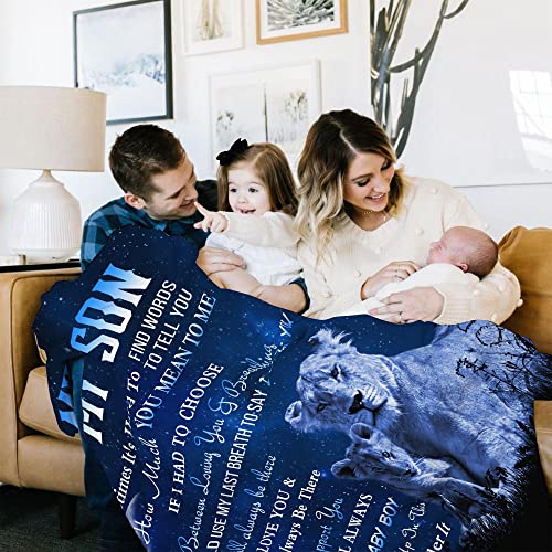 Hcoviv Son Gifts Blanket 60"X 50" - to My Son - Son Gifts from Mom/Dad - Funny Gifts for Son Blanket - Best Birthday Gift Ideas for Son - Gifts for Grown Son - Son Gift from Mother or Father Blankets