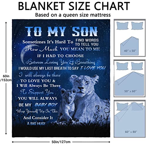 Hcoviv Son Gifts Blanket 60"X 50" - to My Son - Son Gifts from Mom/Dad - Funny Gifts for Son Blanket - Best Birthday Gift Ideas for Son - Gifts for Grown Son - Son Gift from Mother or Father Blankets