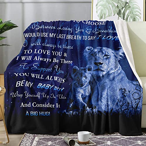 Hcoviv Son Gifts Blanket 60"X 50" - to My Son - Son Gifts from Mom/Dad - Funny Gifts for Son Blanket - Best Birthday Gift Ideas for Son - Gifts for Grown Son - Son Gift from Mother or Father Blankets