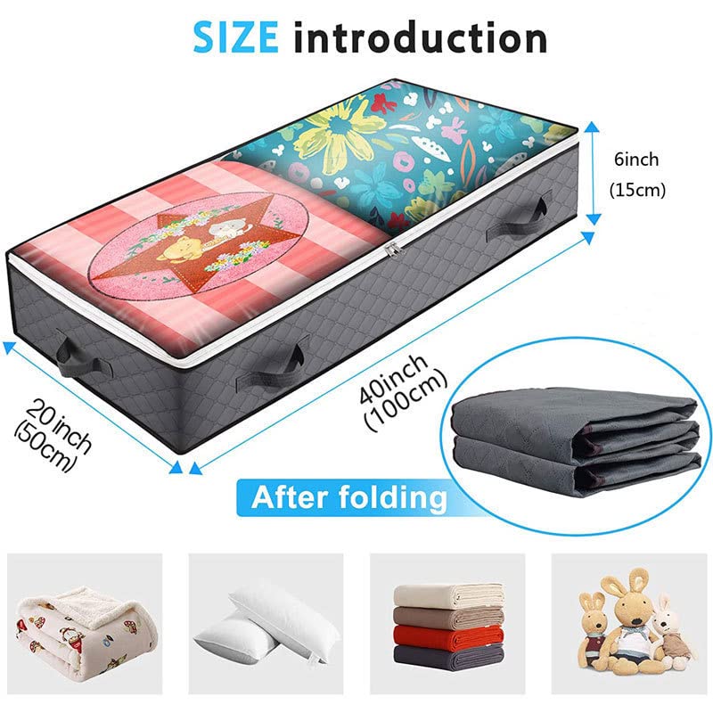 Large clothing organization organizer storage bag Under bed storage bag organization container for room organization. Has sturdy handles and metal zippers, with clear windows for blankets and clothes. (1)