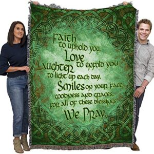 Pure Country Weavers Irish Blessing Blanket - Faith to Uphold You, Love to Enfold You - Celtic Gift Tapestry Throw Woven from Cotton - Made in The USA (72x54)