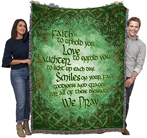 Pure Country Weavers Irish Blessing Blanket - Faith to Uphold You, Love to Enfold You - Celtic Gift Tapestry Throw Woven from Cotton - Made in The USA (72x54)