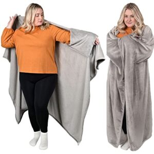 dreamighty the wearable blanket that's truly a blanket! cape and cozy throw blanket in one, mother s day gifts for mom, birthday gifts for women who have everything, best friend, get well -silver gray