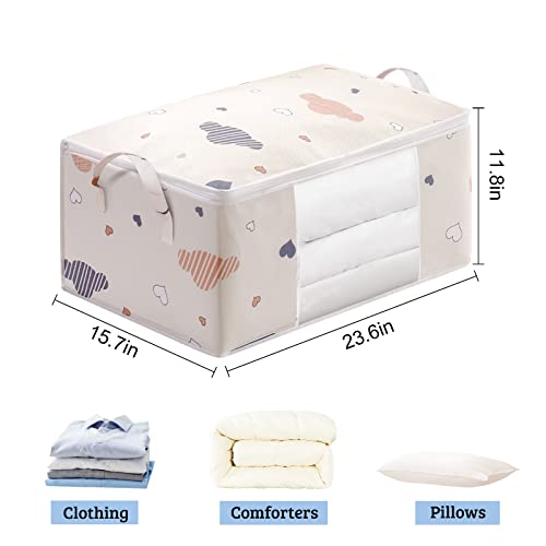 Resszo Blanket Storage Bags, Storage Bins Clothes Storage, Foldable Comforter Storage Bag, Under Bed Storage Containers for Organizing, Clothing, Bedroom, Comforter, Closet, Dorm, Quilts, Organizer, 2 Pack