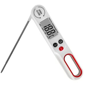 wotermly digital kitchen meat thermometer with backlight lcd and foldable long probe, instant read food cooking thermometer use for grill,liquid, bbq, baking and candy