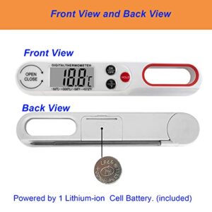 Wotermly Digital Kitchen Meat Thermometer with Backlight LCD and Foldable Long Probe, Instant Read Food Cooking Thermometer Use for Grill,Liquid, BBQ, Baking and Candy