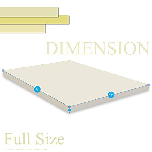 Mayton Soft 2-inch Foam Mattress Topper with Optimum Body Support | Comfortable and Breathable Bed Toppers for Mattress with Orthopedic Benefits, Helps Relieve Luber and Back Pain, Full, Off-White