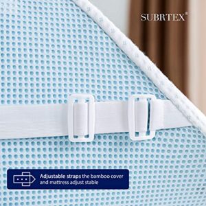 subrtex 4 Inch Bed Mattress Topper and Removable Bamboo Cover Bundle (King)