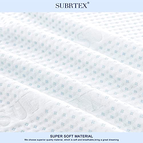 subrtex 4 Inch Bed Mattress Topper and Removable Bamboo Cover Bundle (King)