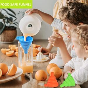 Funnels for Filling Bottles Set of 2, Food Grade Silicone Funnels for Kitchen Use. Small Collapsible Kitchen Funnel. Foldable Mini Funnels for Water Bottle Filling Liquid Powder Transfer (Blue)