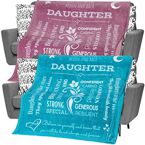 FILO ESTILO Daughter Fleece Blanket Package - Two Quality 320gsm Fleece Blankets for Daughter in Color Teal & Pink