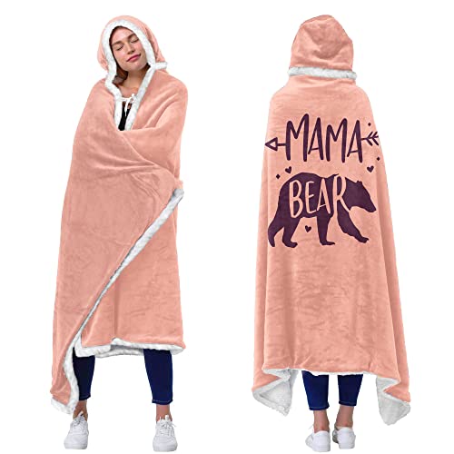 Mother 's Day Gifts for Mom from Daughter Son - Spring Summer Hooded Blanket - Mother 's Day Gifts for Wife from Husband, Birthday Gifts for Mom, Wife Birthday Gift - Mama Bear Wearable Blanket Hoodie