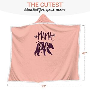 Mother 's Day Gifts for Mom from Daughter Son - Spring Summer Hooded Blanket - Mother 's Day Gifts for Wife from Husband, Birthday Gifts for Mom, Wife Birthday Gift - Mama Bear Wearable Blanket Hoodie