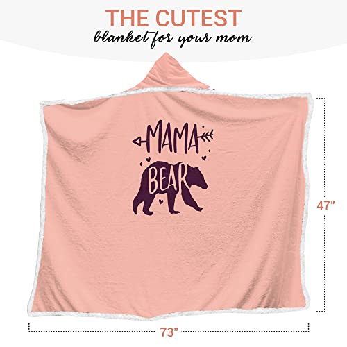 Mother 's Day Gifts for Mom from Daughter Son - Spring Summer Hooded Blanket - Mother 's Day Gifts for Wife from Husband, Birthday Gifts for Mom, Wife Birthday Gift - Mama Bear Wearable Blanket Hoodie