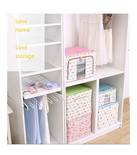 66L Foldable Storage Box, Large Capacity Cothing Storage Box with Steel Frame Support, Quilt Storage Bag, Stackable Container Clothing Storage Box with Transparent Window and Carry Handles