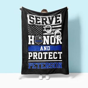 Personalized Blanket for Police Officer with Name, Gifts for Policeman, Police Officer Gifts, Birthday Gifts for Police Officer, Policeman Birthday Gift, Gift Ideas for Police Officer (5060-fleece)…