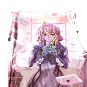 household soft cartoon anime violet evergarden character printed plush flannel fleece throw blanket towel blanket for couch,80"x60"