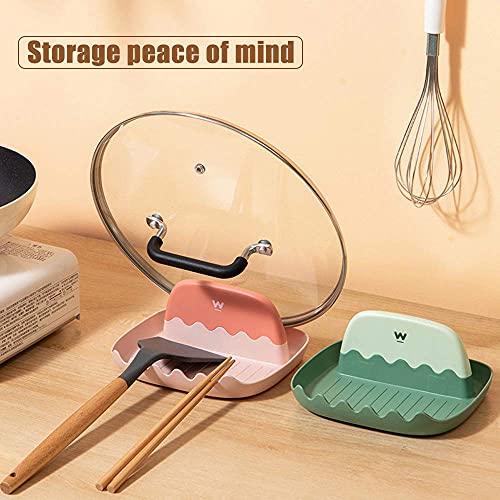 2 Pack Spoon Rest for Kitchen Counter, Cooking Ladle/Spatula/Spoon Holder for Stove Top, Utensil Rest for Countertop, Kitchen and Grill Utensil and Lid Holder, No Mess Rack with Drip Pad - by IYOOH
