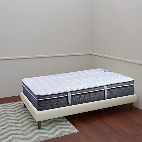 Treaton/Spring Air, 13-Inch Plush Euro top Pocket Coil Foam Encased Hybrid Mattress. Full, Grey