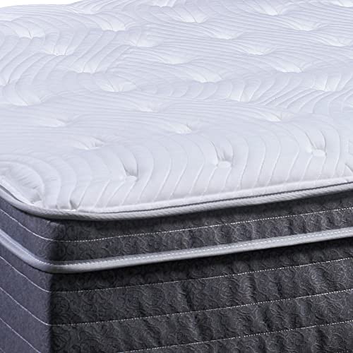 Treaton/Spring Air, 13-Inch Plush Euro top Pocket Coil Foam Encased Hybrid Mattress. Full, Grey