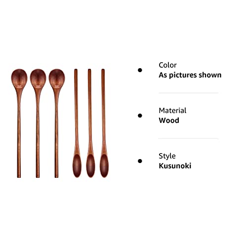 Wooden Coffee Spoons Long Handle Wooden Mixing Spoon Long Handle Wooden Teaspoon Handmade Wood Stirring Spoon for Kitchen Stirring (6)