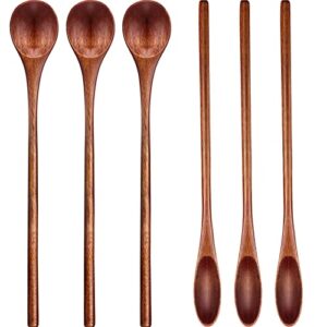 wooden coffee spoons long handle wooden mixing spoon long handle wooden teaspoon handmade wood stirring spoon for kitchen stirring (6)