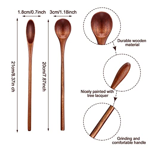 Wooden Coffee Spoons Long Handle Wooden Mixing Spoon Long Handle Wooden Teaspoon Handmade Wood Stirring Spoon for Kitchen Stirring (6)