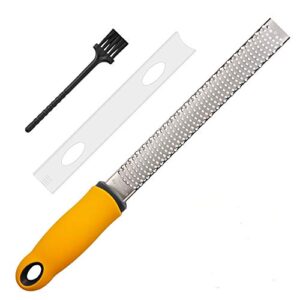 lemon zester, cheese grater, parmesan cheese, ginger, chocolate, with razor-sharp stainless steel blade, protective cover and cleaning brush, dishwasher safe, by nspring (narrowzester)