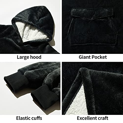 Krifey Wearable Blanket Hoodie, Oversized Sherpa Hooded for Women and Men, Cozy Sweatshirt with Giant Pocket