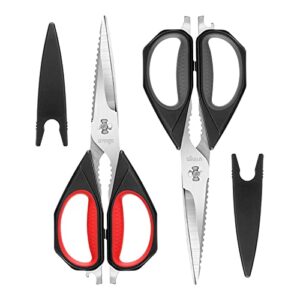 livingo kitchen scissors, 2 pack 9.25" utility all purpose poultry shears heavy duty dishwasher safe, come apart sharp stainless steel cooking food scissors for cutting meat, chicken, vegetable, fish