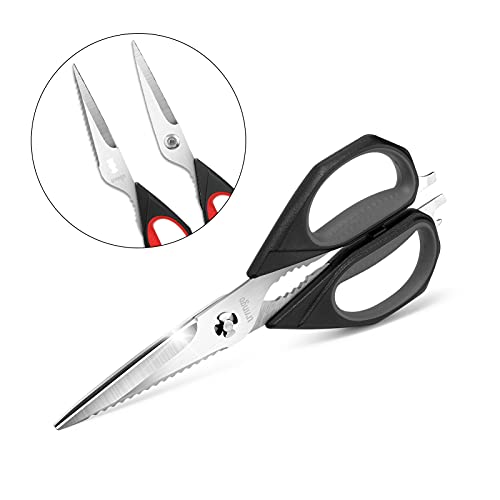 LIVINGO Kitchen Scissors, 2 Pack 9.25" Utility All Purpose Poultry Shears Heavy Duty Dishwasher Safe, Come Apart Sharp Stainless Steel Cooking Food Scissors for Cutting Meat, Chicken, Vegetable, Fish