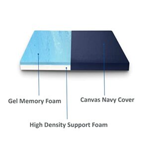 FoamRush 5-Inch Bunk (42" x 80") Gel Memory Foam RV Mattress Replacement with Canvas Navy Cover, Medium Firm, Made in USA, Camper Trailer, Removable Water-Resistant Outdoor/Indoor Cover with Zipper