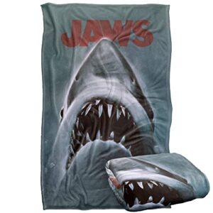 trevco jaws shark silky touch super soft throw blanket 36" x 58"