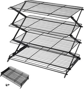 geesta 2/3/4-tier upgraded collapsible cooling rack with adjustable 3 setting design stackable roasting cooking drying wire cooling rack for cookies baking gifts for women